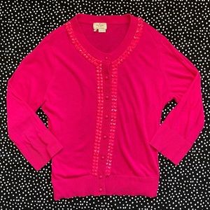 kate spade Hot Pink Studded Cardigan Sweater